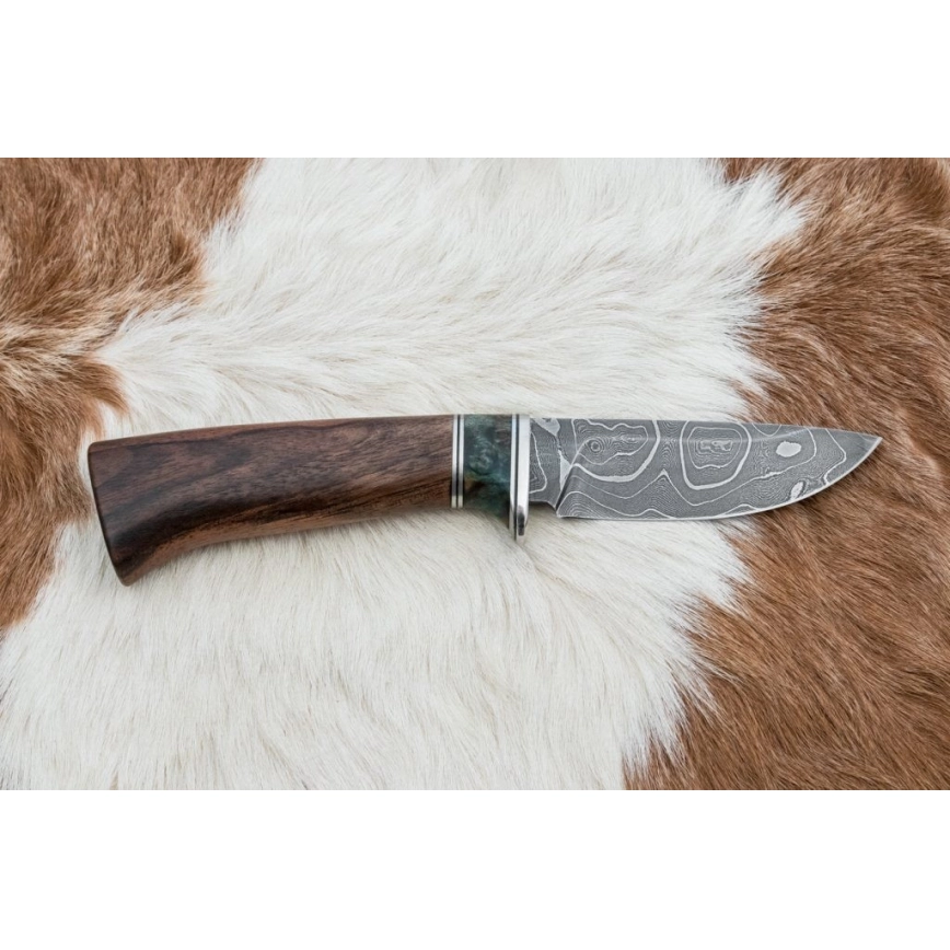 Damascus jachtmes 9,7 cm walnoot/esdoorn