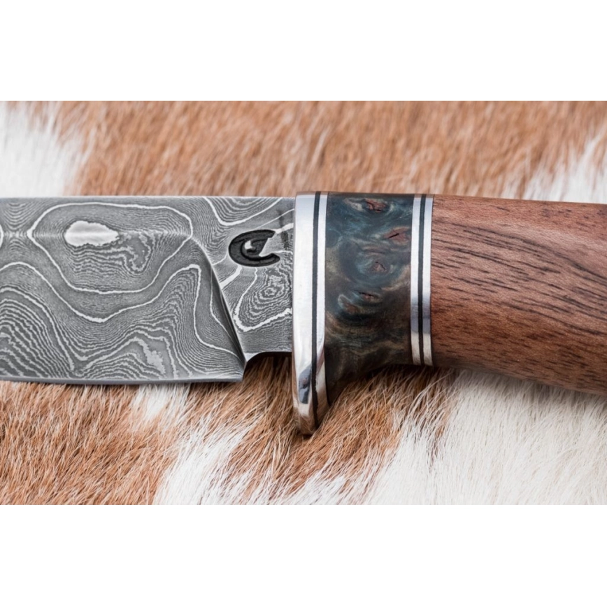 Damascus jachtmes 9,7 cm walnoot/esdoorn