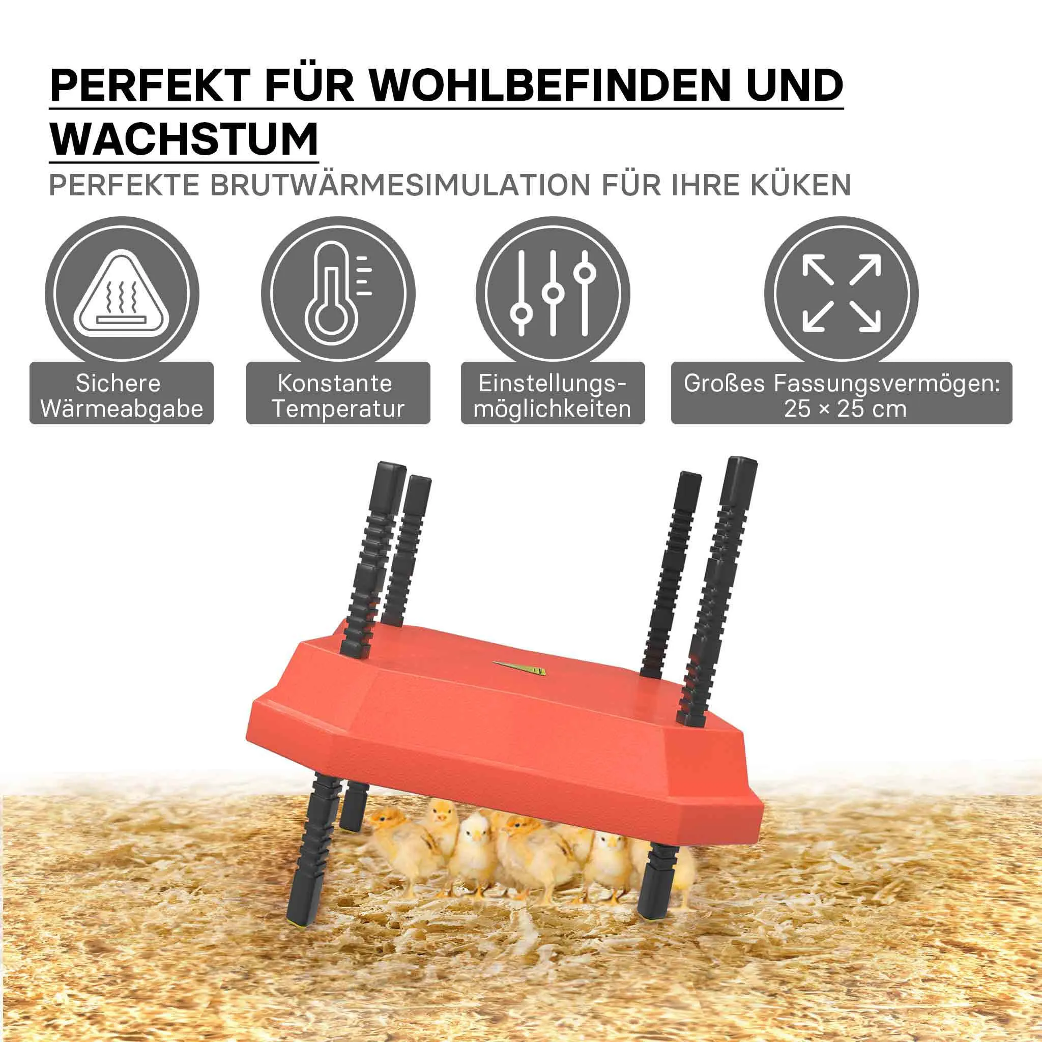 FUDAJO WARMTEPLAAT VOOR KUIKENS 25X25 CM 30 W VERWARMINGSPLAAT MET TEMPERATUURREGELAAR 1520 KUIKENS