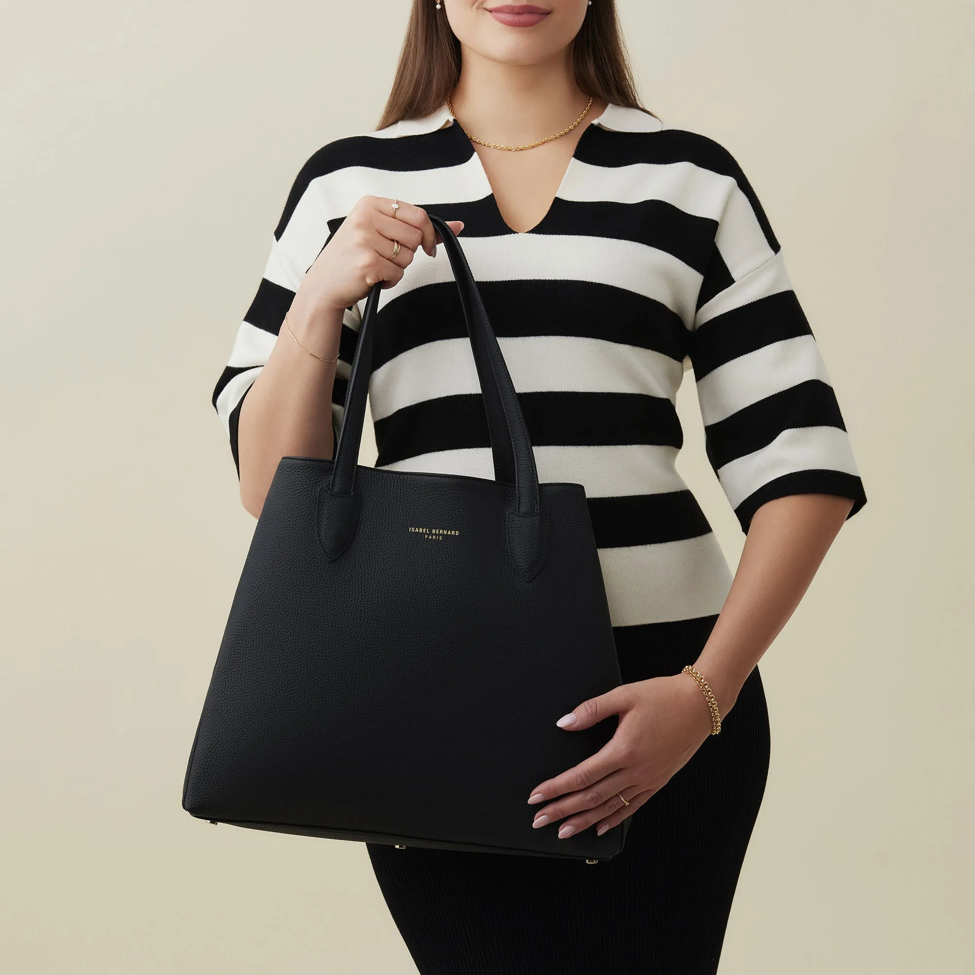 Honoré Francine zwarte leren shopper van kalfsleer
