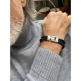 Josh Zwarte Leren Armband