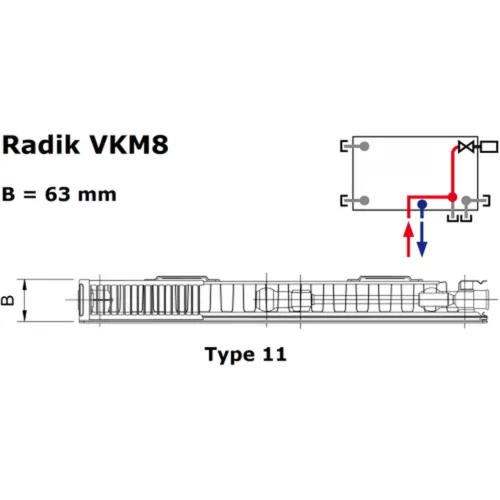 Korado Radik VKM8 paneelradiator type 11 H90 L080 1146W