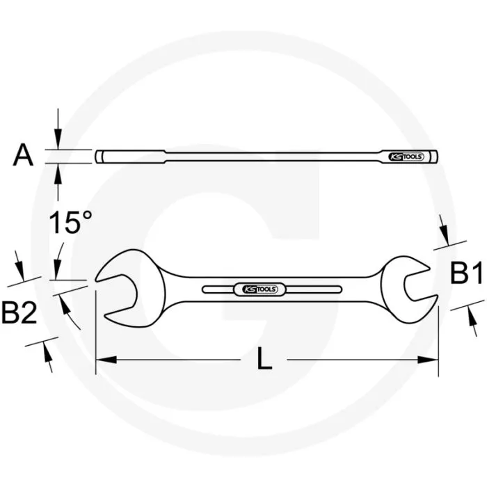 KS TOOLS BRONZE DOPPELMAULSCHLüSSEL 25/32X7/8"  VONKVRIJ, 15° BEKHOEK, CORROSIEBESTENDIG