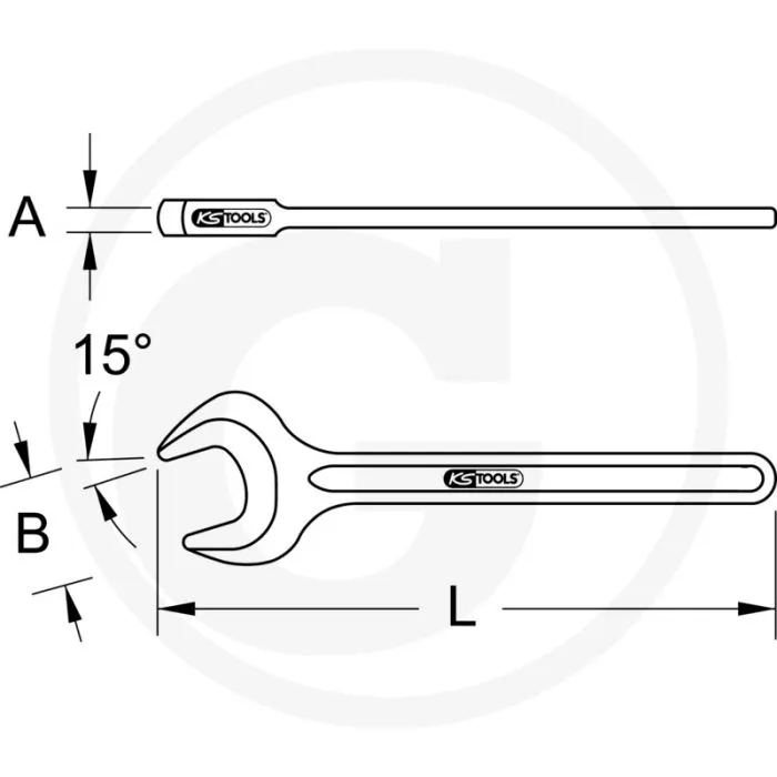 KS TOOLS BRONZE EINMAULSCHLüSSEL 3.5/8"  VONKVRIJ, 15° BEKHOEK, CORROSIEBESTENDIG  680MM