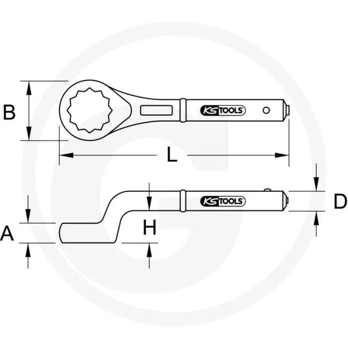KS TOOLS CLASSIC TREKRINGSLEUTEL, TWEEZIJDIG GEBOGEN, 1.7/8"  ZWARE UITVOERING MET FLANKTRACTIONPROFIL