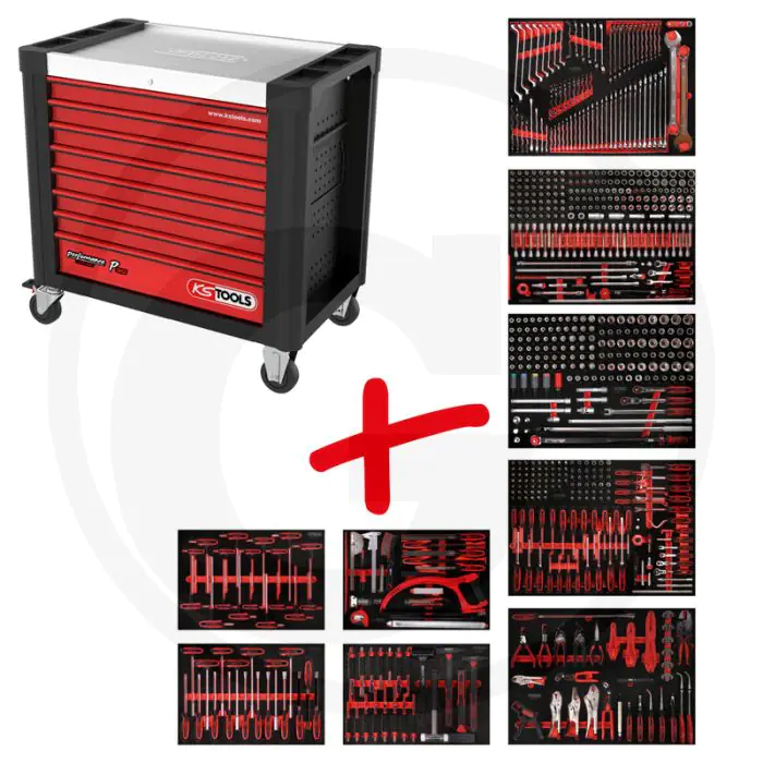 Ks tools werkstattwagen p30 met 706 werkzeugen - schwarz-rot - 171880g