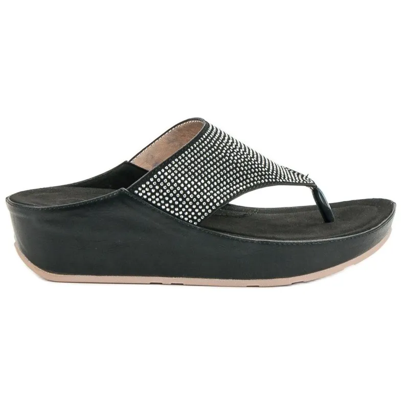 Kylie Teenslippers met sleehak zwart