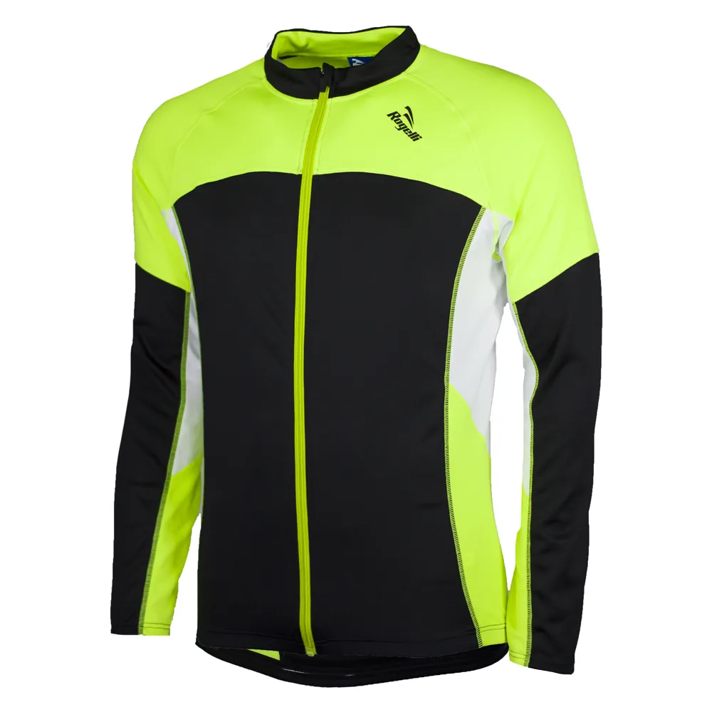 Rogelli Recco Wielershirt lange mouw Zwart/Fluo Geel