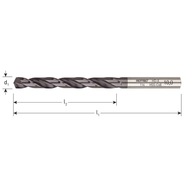 ROTEC HSSE SPIRAALBOOR, DIN338, TYPE HDX, TIAIN, Ø9,3