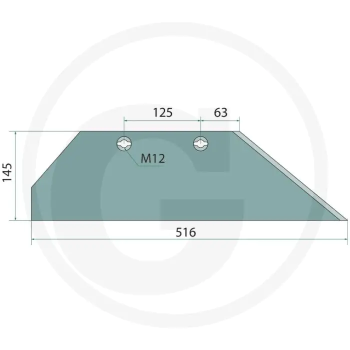 Schaar-achterstuk rechts, 539 mm lang - type: sh 15 g