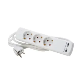 Tafelcont.ds 3-v ra 2xusb snoer 1.4-mtr