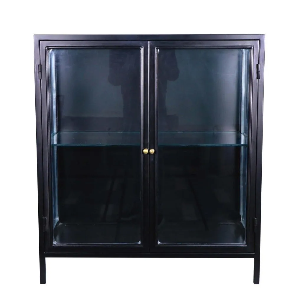 VITRINE LAAG ZWART/MESSING  1 LEGBORD  80X40X90CM